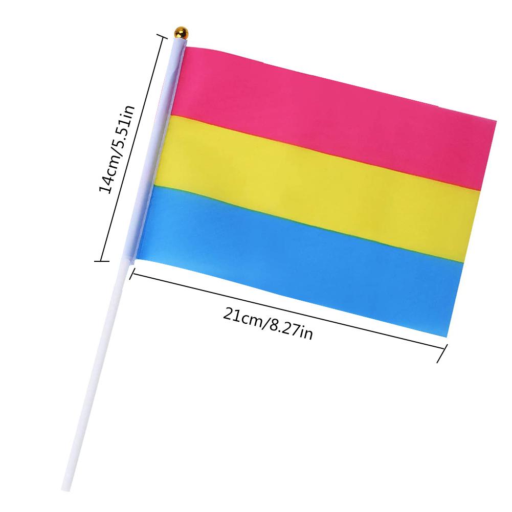 10PCS/Pack 14*21CM Gay Pride Flags Easy To Hold Mini Small Rainbow Flags With Flagpoles Home Decor Gay Friendly LGBT Flag