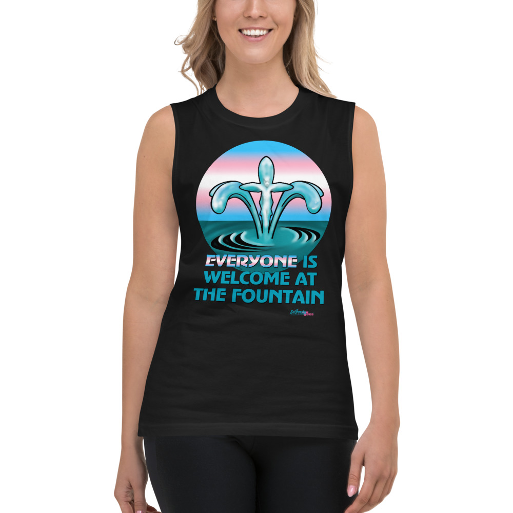Transgender Christian Everyone is Welcome on NonGender Muscle Shirt
